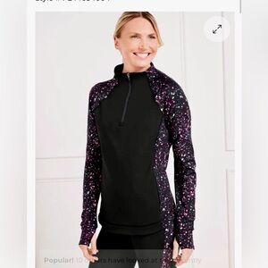 Talbots Black and Pink Quarter-Zip